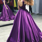 Purple Satin Lovely Ball Gowns Concise Cap Sleeves Evening Party prom Dress  cg4273