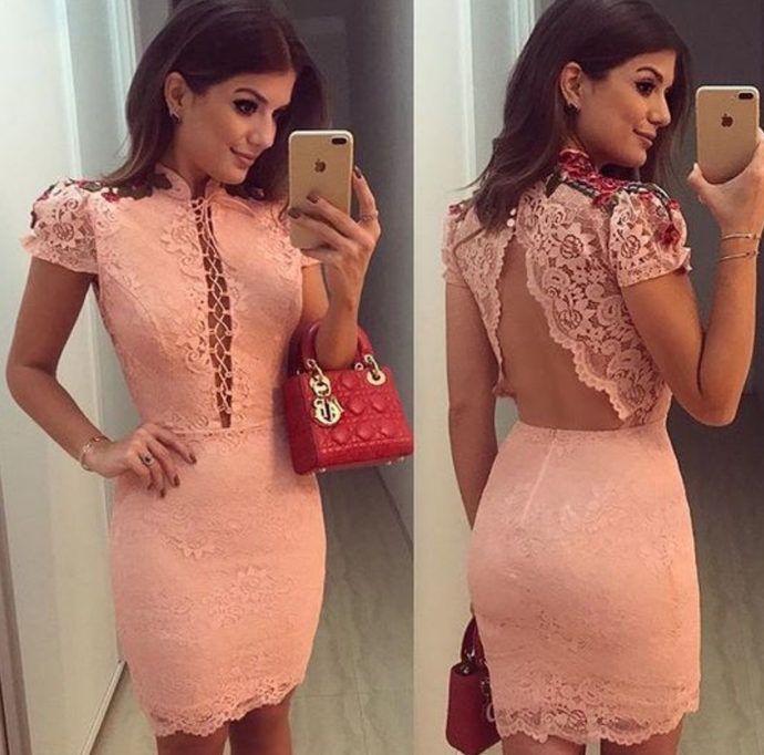 pink homecoming dress with cap sleeve   cg10084