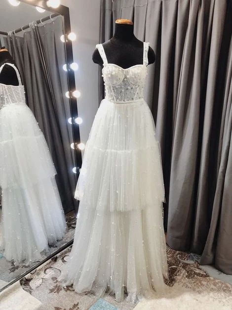 A-line White Long Prom Dress ,Charming Prom Dress   cg10217