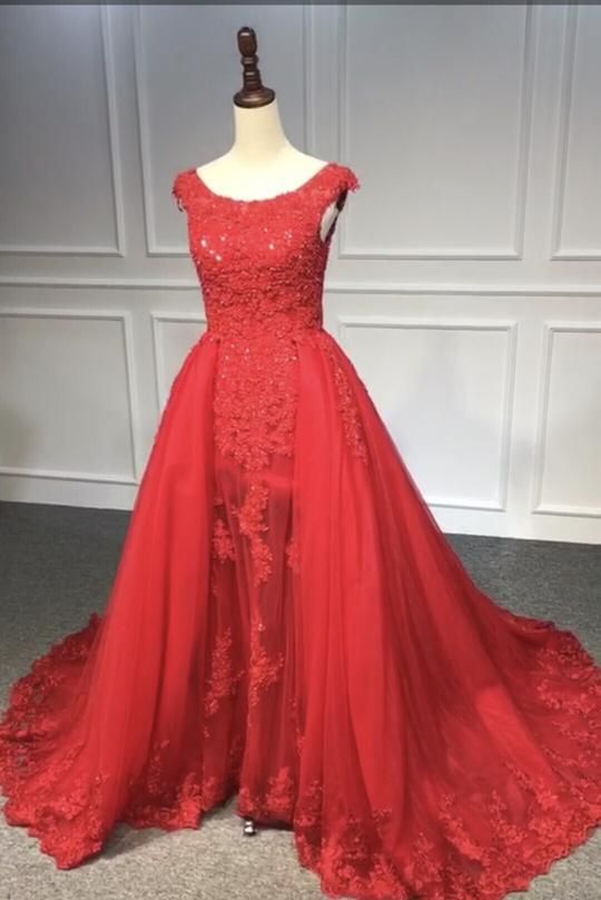 Red crystals beaded prom dress 2020   cg10321