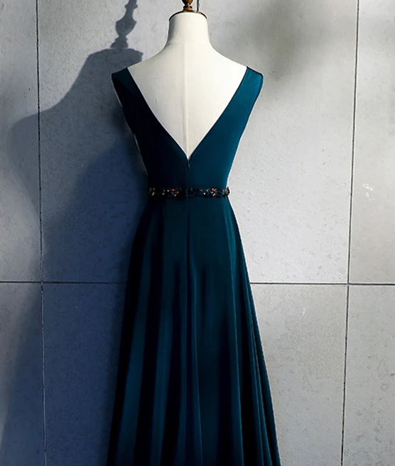 Beautiful Long V Back Evening Gown, Charming Green Party Dress prom dress    cg10388