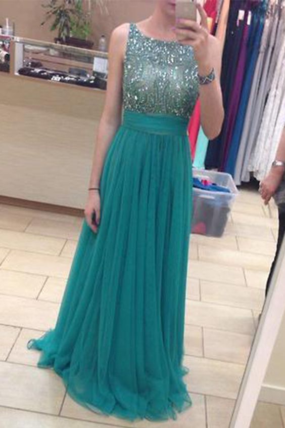 Blue Prom Dress,Simple Prom Dress,Princess Prom Gown,Beaded Prom Dresses   cg10450