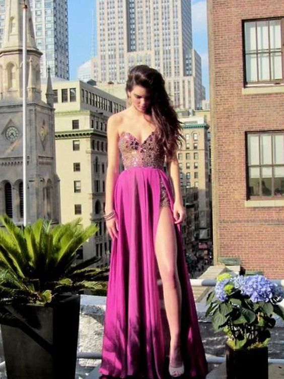Sexy Prom Dresses A-line Sweetheart Floor-length Chiffon Evening Dress   cg10502