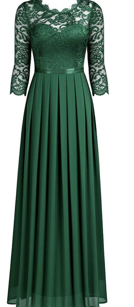 Long Green Lace Prom Dress   cg17524