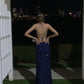 Navy Blue Sequin Long Prom Dresses Mermaid Cross Back Evening Party Dresses      cg22563