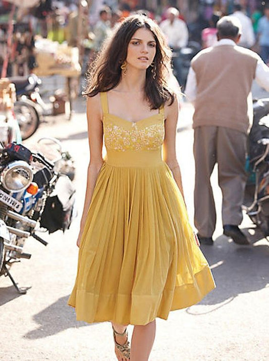 Yellow Homecoming Dresses,Boho Homecoming Dress,Knee Length Homecoming Dress cg2263