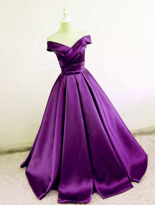 purple prom dress ball gown off the shoulder cg2453