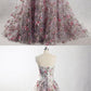 Unique Printed Lace Evening Gown, Vintage Boned Corset Sweetheart Formal Prom Dress  cg4331