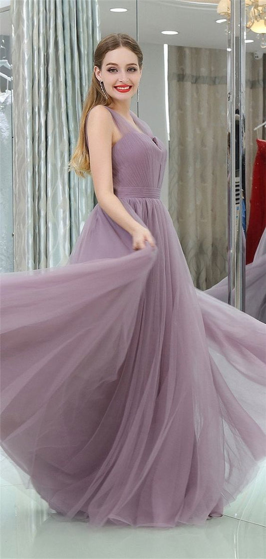 A-line Floor-length Elegant Simple Cheap Long Tulle Prom Dresses  cg7420