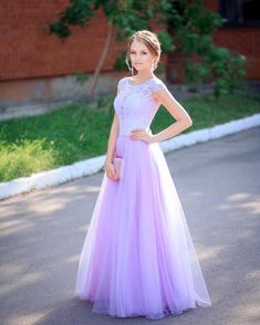 Purple Prom Dress,Tulle Prom Gown, Beading Prom Dress, Lace Prom Gown   cg7424