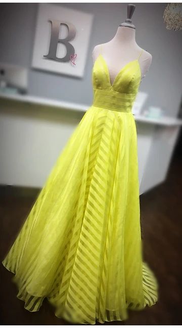Yellow Prom Dress,Spaghetti Straps Prom Gown  cg8309